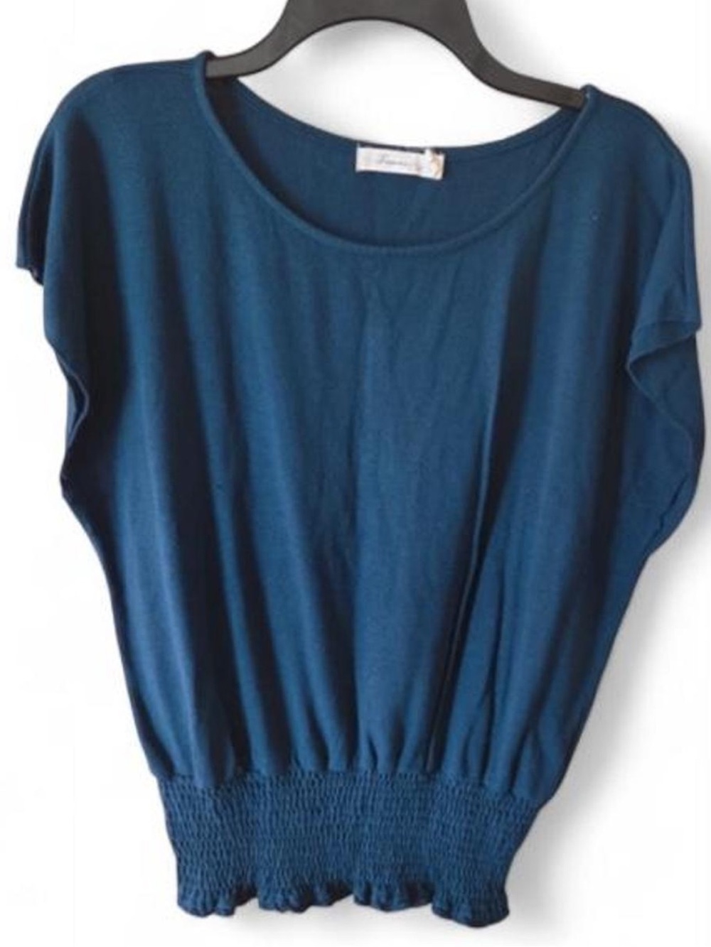 Forever 21 Womens Blue short Sleeve Smocked Hem Top